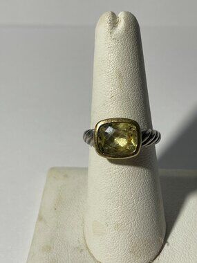 David Yurman Peridot 925 Sterling Silver Cable Twist Ring 7.5